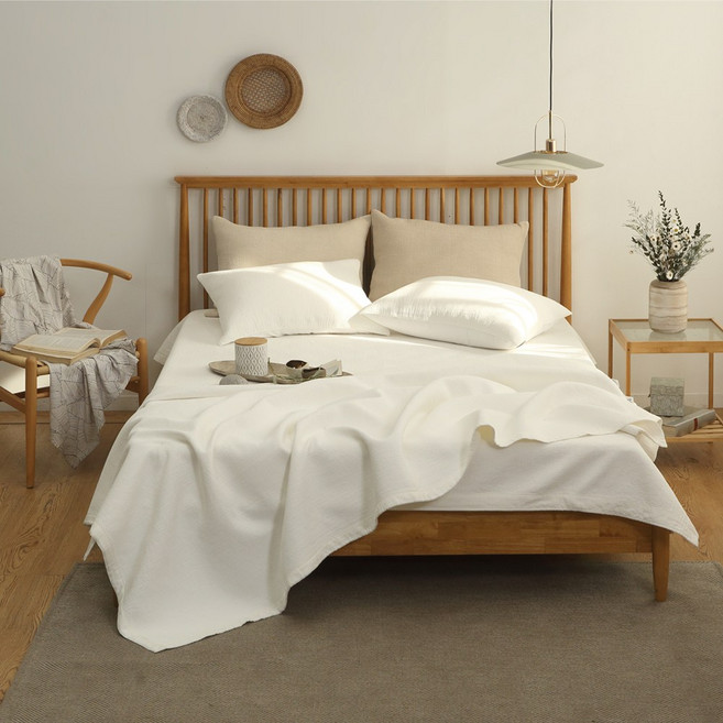 국내산 풍기인견 천연목화솜 누빔 피그먼트 침대패드 이불패드, 풍기인견_블루