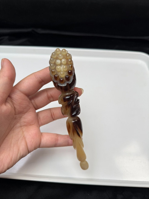 犛牛角 19珠 鑽石蓮蓬 撥筋棒 點穴棒 面部美容 經絡疏通, 如圖所示, 1個