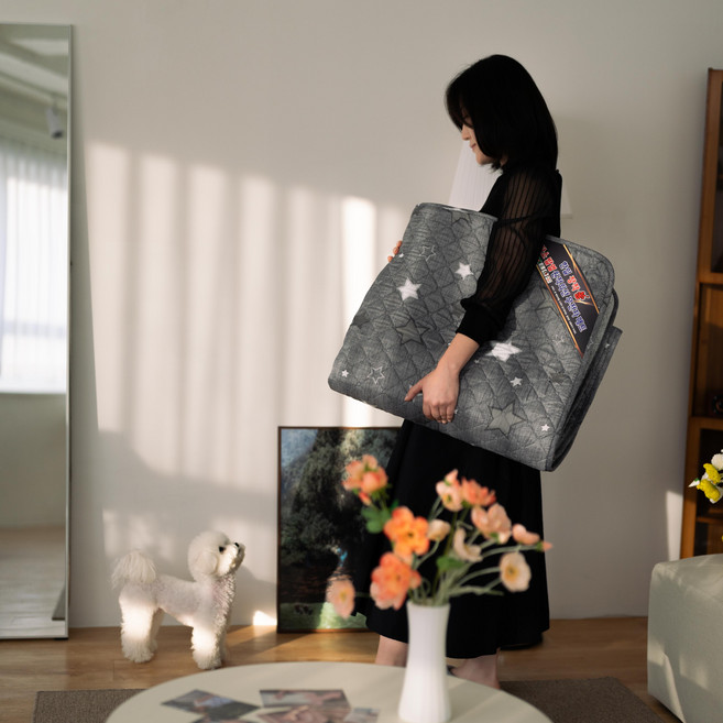 한일테크 장작불 탄소매트 얇은 침대용 슬림 더블 (150X200) 국내생산 무자계 무전자 카본 전기매트 전기요 전기장판