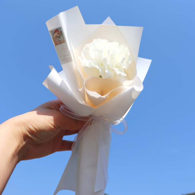 한송이 카네이션 꽃다발 어버이날, 1개, 화이트