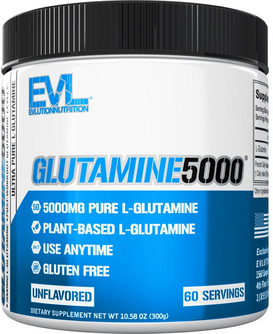 EVLUTIONNUTRITION 울트라 퓨어 글루타민 5000mg 언플레이버드, 1개, 300g