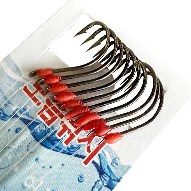 모듬 바늘 10봉 / 100개 / 목줄 3호 길이 45cm / 유인 줄풀림 방지 레드코팅 / 간편하게 뽑아 쓰기 / 도다리 원투 노래미 돌삼치 망둥어 감성돔 우럭, 1세트, 100개입