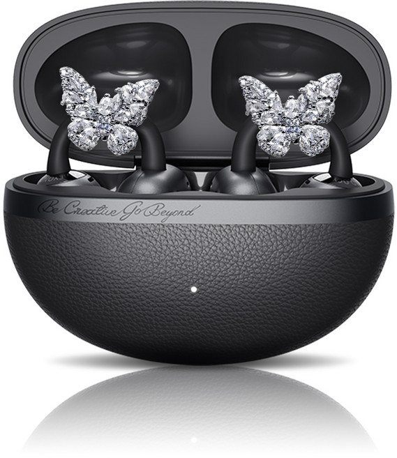 QCY 크로스 키 블루투스 이어폰 C50 CT06 + FDUCE 큐빅 버터플라이 이어폰 클립, 그레이 + 크리스탈, C50 + 페어