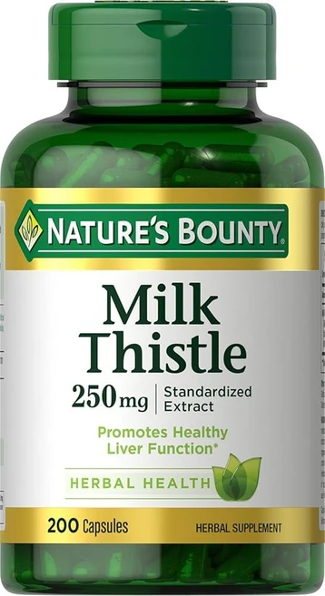Nature's Bounty Milk Thistle 250mg네이처스바운티 밀크씨슬 250mg 200캡슐 2팩, 200정, 1개 - 쿠팡
