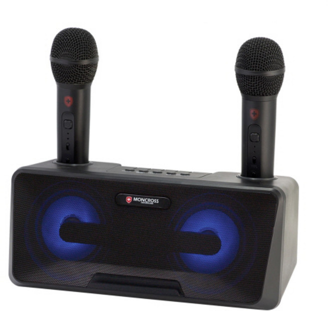 몽크로스 휴대용 듀얼 마이크 블루투스 노래방 세트, MSDM-K1010 PLUS, 혼합 색상