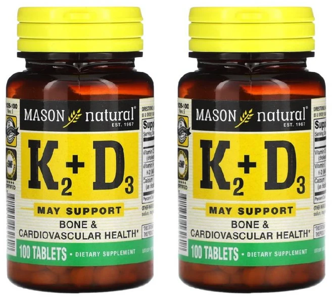 1+1 메이슨내추럴 비타민K2 플러스 비타민D3 100mg 100정 비타민 바이타민 메나퀴논 - 쿠팡