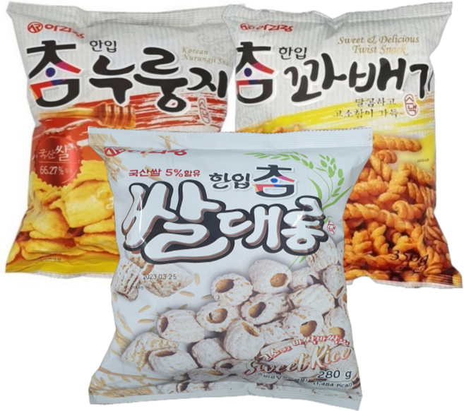 맛도리옛날한입과자3종(한입쌀대롱+한입누룽지+한입꽈배기), 280g