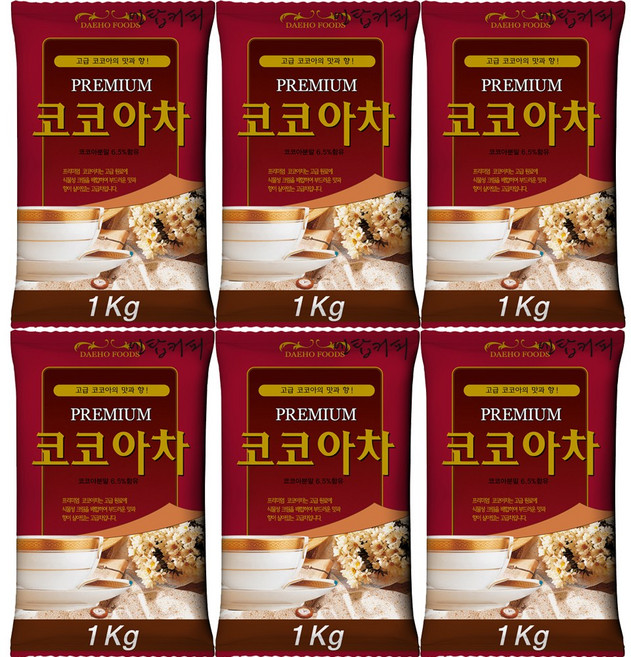 대호식품 코코아차, 1kg, 6개, 1개입