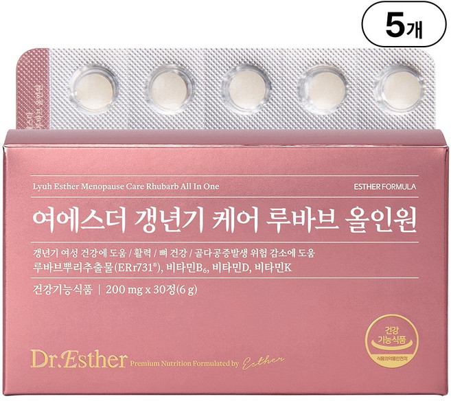본사직영 여에스더 갱년기 케어 루바브 올인원 루바브뿌리추출물, 5개, 30정