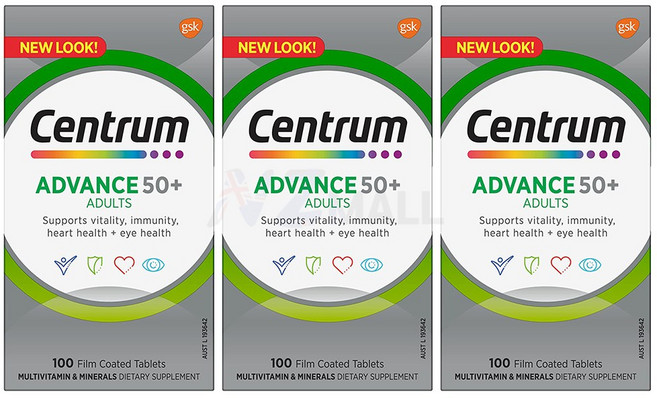 센트룸 어드밴스 50+ 멀티비타민 Centrum Advance 50+ Vitamins, 100정, 3개