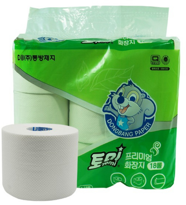 토미 프리미엄 두루마리 롤 화장지 2겹 50m 18롤, 1개, 18개입