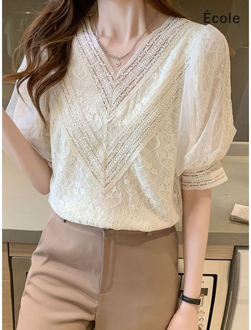 에꼴드파리 엘레나 레이스 벌룬블라우스 F25WBB007Z
