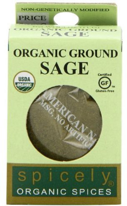 스파이슬리 유기농 세이지 분말 11그램 (6개 팩) Spicely Organic Sage Ground 0.4 Ounce (Pack of 6), 1개, 11g