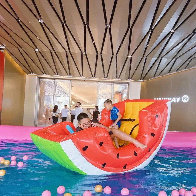 워터 파크 슬라이드 트램펄린 점핑 수박 해적 에어바운스 시소 돌고래 선박 빠지 매트, 1, V. 공기 주입식 수박 보트 .6x.5x.미터 4인용