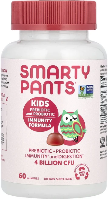 SmartyPants 어린이용 프리바이오틱 및 프로바이오틱 면역력 포뮬라 스트로베리 크림 40억 CFU 구미젤리 60개(구미젤리당 20억 CFU), 60정, 1개 - 쿠팡