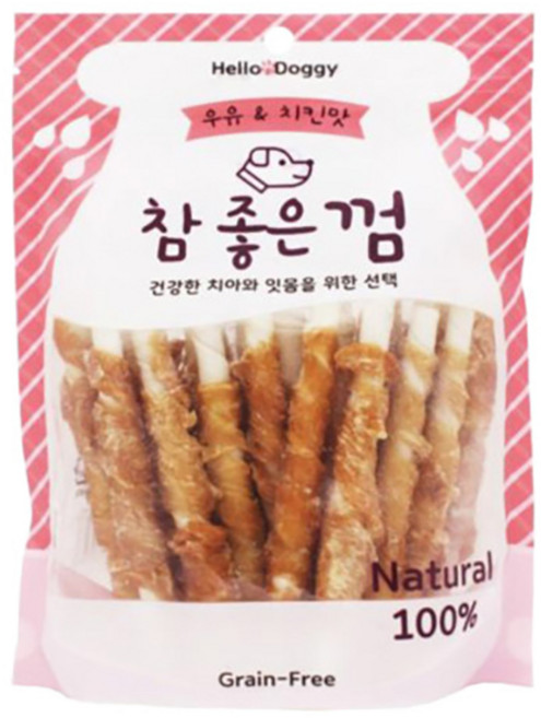 헬로도기 강아지 참좋은껌 24p, 우유 + 치킨맛스틱, 2개, 250g