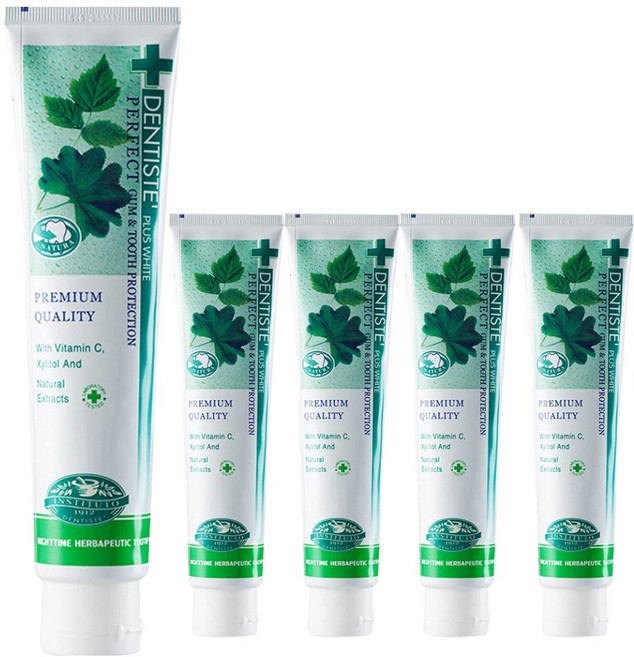 덴티스테 플러스 화이트 치약, 160g, 5개