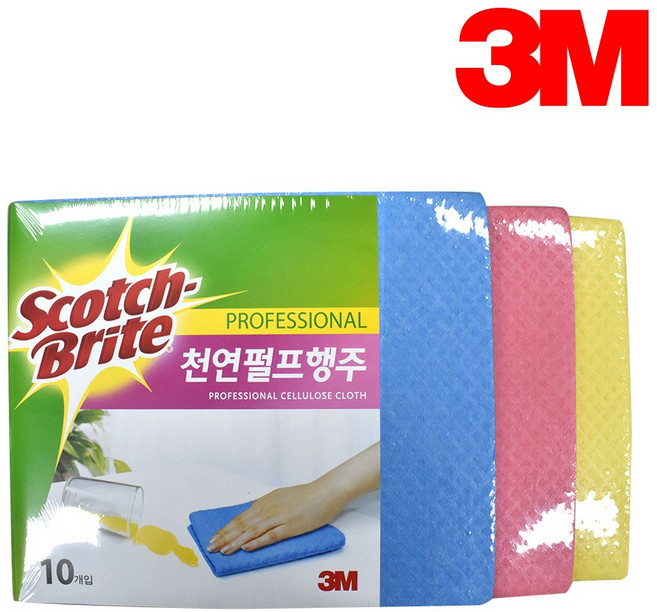 3M 스카치브라이트 천연펄프행주(10입), 1개, 핑크