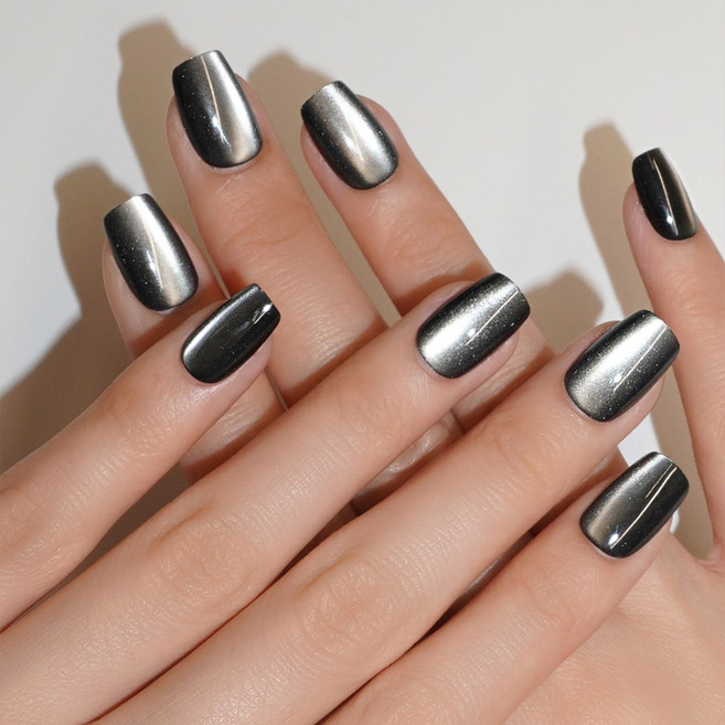 핑거힐 핑거프레스 네일팁 미러 S, 1개, 08.블랙아이시