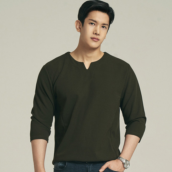 업클라스 남성용 V슬릿 7부 티셔츠 a082