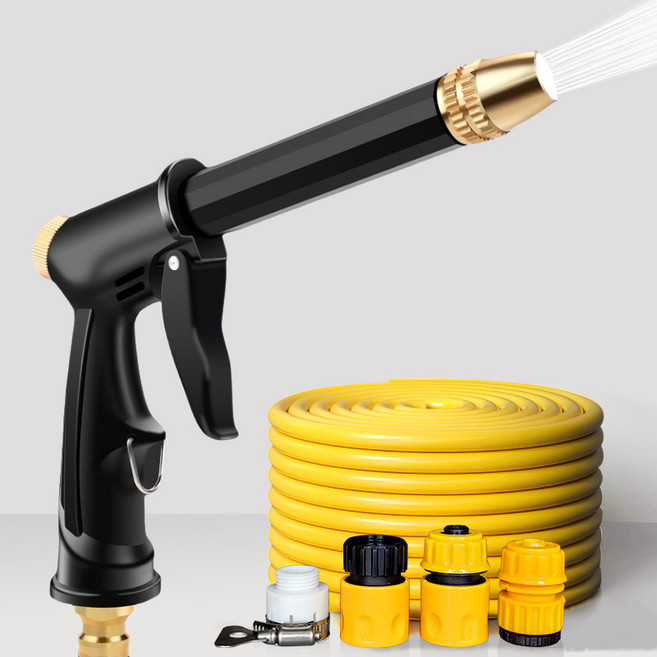 고압 분사기 다기능 고압세차건 화장실 정원 청소 호스 세차용품 세트, 분사기 세트+10m, 1개, 블랙