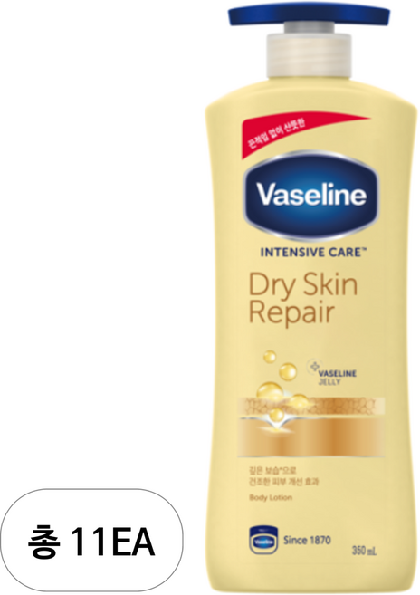 바세린 인텐시브 케어 드라이 스킨 리페어 로션, 350ml, 11개