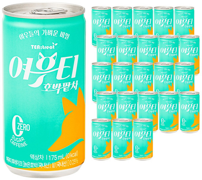 티트리트 여우티 호박팥차 캔, 24개, 175ml