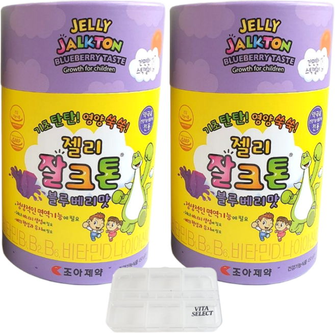 잘크톤 젤리 블루베리맛 2개 휴대용 케이스 세트, 450g