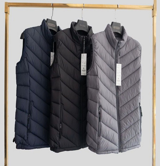 JUSTFEELING 남성 겨울 방한 베이직 웰론 경량 패딩 조끼 깔깔이 누빔패딩조끼 하이넥 민소매 웰론패딩 베스트 코트 L-5XL