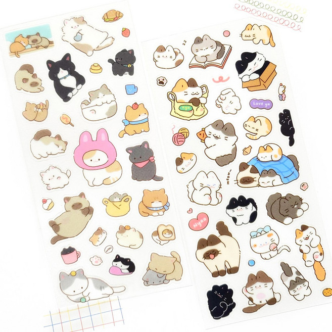 냥냥 투명 스티커 2종 1세트, 1개