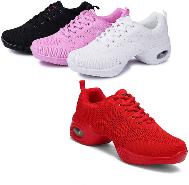 TS스포츠 에어 매쉬 재즈화 발이 편한 라인 스포츠 재즈 줌바 방송댄스화 에어로빅화(4컬러 4.5cm), 240, 화이트