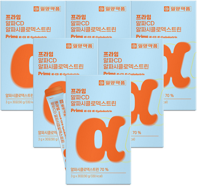 [박스당 30포] 일양약품 프라임 알파CD 알파시클로덱스트린 / 난소화성말토덱스트린, 6박스, 30회분