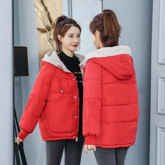 秋冬防風防水保暖鋪棉外套 韓版短版連帽大尺碼禦寒滑雪外套女款