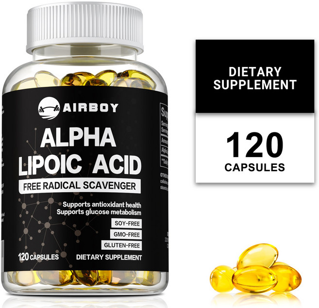 알파리포산 600mg - 신진대사 촉진 혈당 조절 피부 건강, 2개, 120정