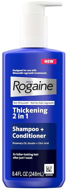 로게인 남성용 비후 2 in 1 샴푸 + 컨디셔너 로즈마리 오일 및 시트르산이 함유된 모발 비후 샴푸 & 컨디셔너 미녹시딜이 아닌 눈에 띄게 두꺼운 모발 8.4 fl. oz, 1개 - 쿠팡