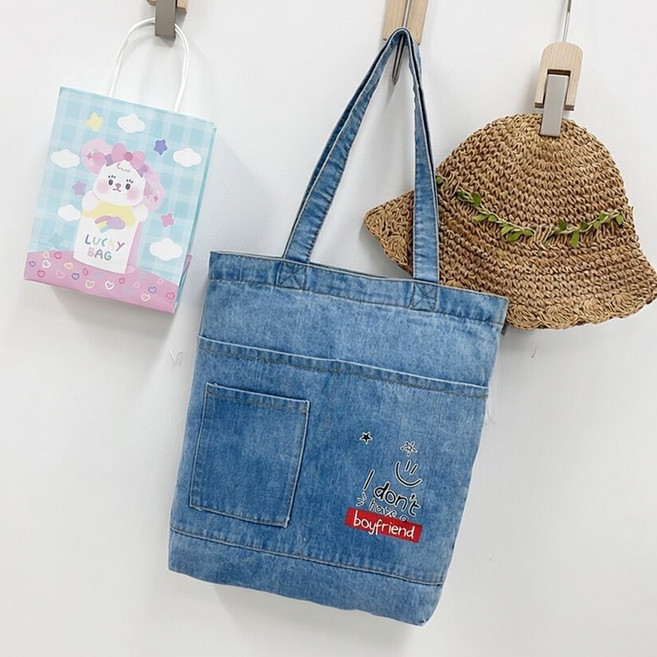 여성 데님 데일리 숄더백 토트백 빈티지 레토로 청가방 데일리백 미니 에코백 가방