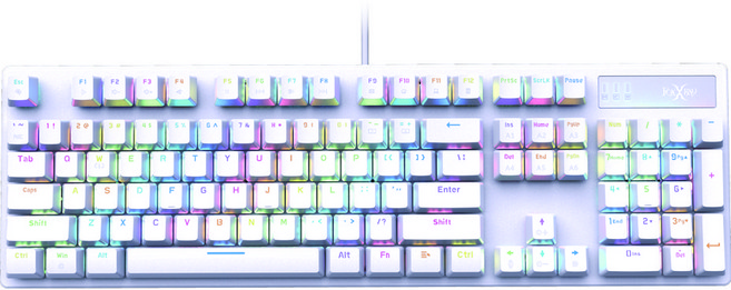 Foxxray HKM-88 霓彩機械鍵盤 1677萬色RGB 電競鍵盤 青軸/紅軸 巨集驅動自定義, 雪峰白,青軸, FXR-HKM-88-WBL, 青軸