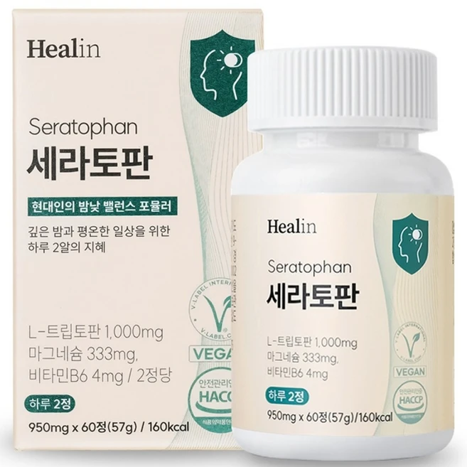 힐린 세라토판 L 트립토판 500mg 세로토닌 전구체, 1박스, 60정 - 쿠팡