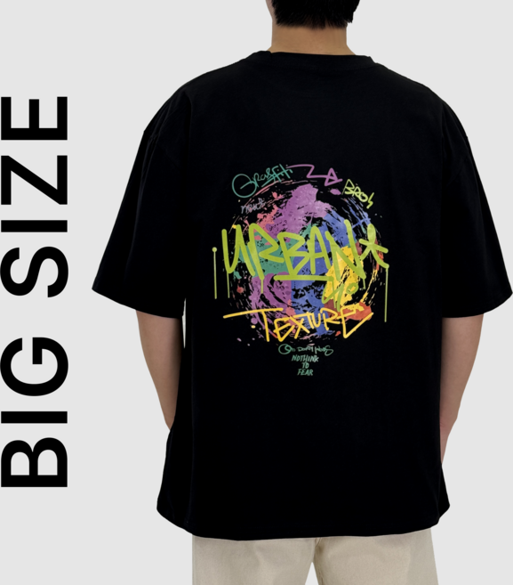 [2XL-5XL] 비크네 순면 빅사이즈 오버핏 프린팅 반팔티