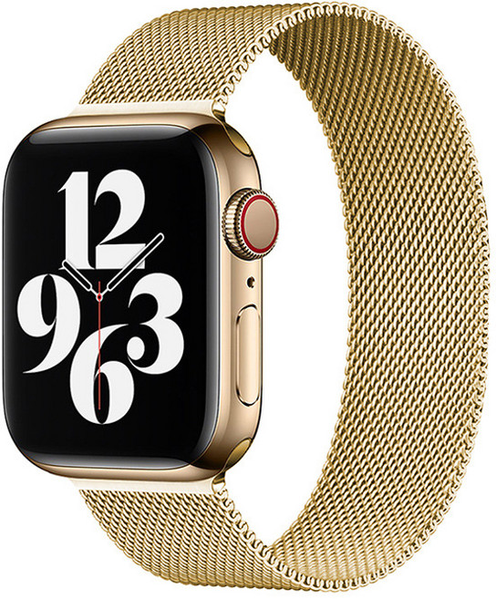 포유 애플워치 마그네틱 루프 스트랩 줄질 밴드, 42/44/45/49mm 공용, 옐로우골드