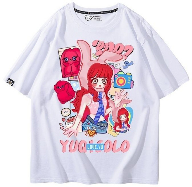 gidle 宋雨琦 周邊 短袖T恤 男女 粉絲應援 同款 顯瘦 打底衫, 1個, 白色短袖-2L