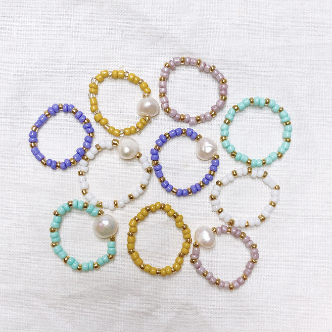 요즘아틀리에 담수진주알 파스텔 비즈 반지