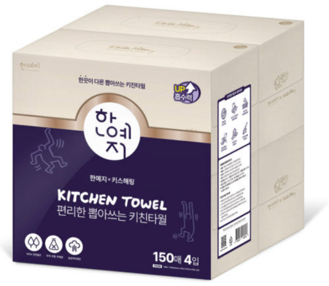 한예지 브리토 뽑아쓰는 키친타올 150매, 4개
