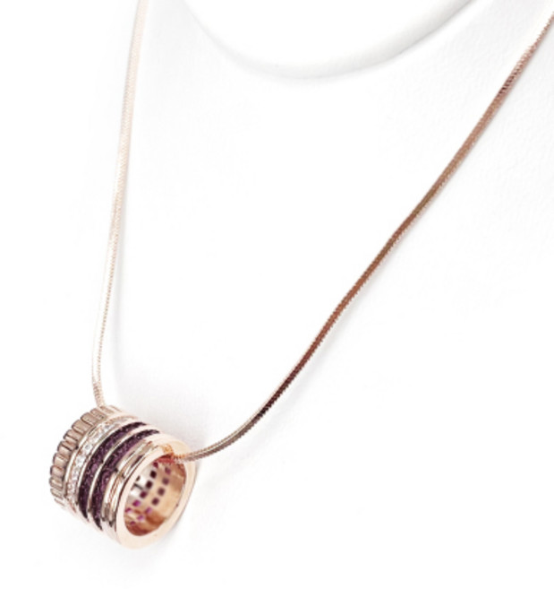 [혜성 주얼리] 엘린 스퀘어 럭셔리 꼬냑다이아 로즈골드 목걸이