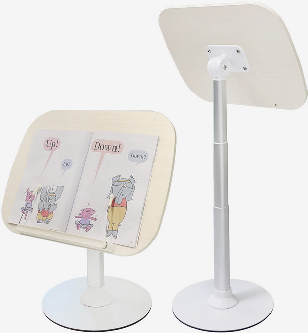 베베코지 3단 아기 높이 조절 독서대 책 유아 어린이 각도 도절, 우드+화이트