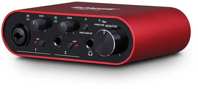 BOMGE USB focusrite 스칼렛 솔로 오디오 인터페이스 믹서 24 비트 /192kHz 전문 사운드 카드 및 수신 헤드, 01 Red