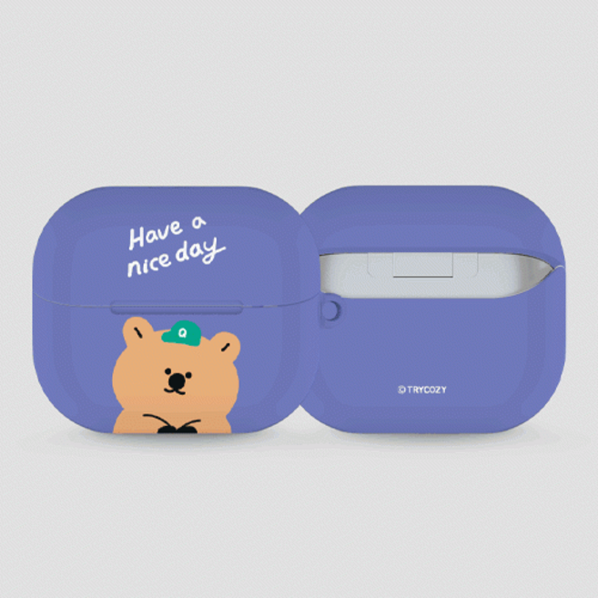 트라이코지 쿼카 모자 갤럭시 버즈3 버즈3프로 하드 케이스 키링 세트 RAM, 1개, 상세페이지 참조, 버즈3 버즈3프로(공용)_퍼플