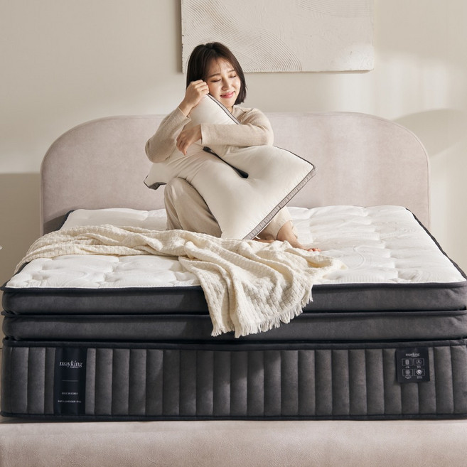 메이킹MK700 프리미엄 호텔 침대 매트리스 필로우탑 국내제작 천연양모 높은 매트릭스 두께 450mm, 차콜