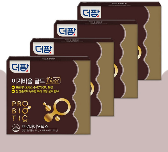 [약국정품] 더팜 이지바울 골드 프로바이오틱스 2.5g x 10포 x 6EA (150g) 성인 남녀노소 프로바이오틱스 60억 CFU 보장 장 건강 유산균, 4개, 60회분