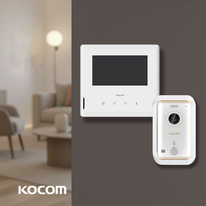 코콤 7인치 아날로그 노출형 인터폰 비디오폰 KCV-S701 화이트 KC-R80E 매립형 초인종